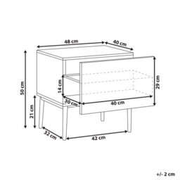 Beliani Bedside Table Blythe Natural Ash Wood Black - thumbnail 3