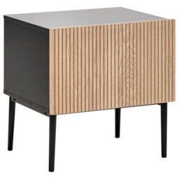 Beliani Bedside Table Blythe Natural Ash Wood Black - thumbnail 1