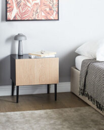 Beliani Bedside Table Blythe Natural Ash Wood Black - thumbnail 2