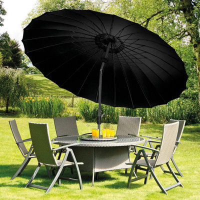Suntime Outdoor Garden Shanghai 2.7M Parasol Black W/crank & Tilt