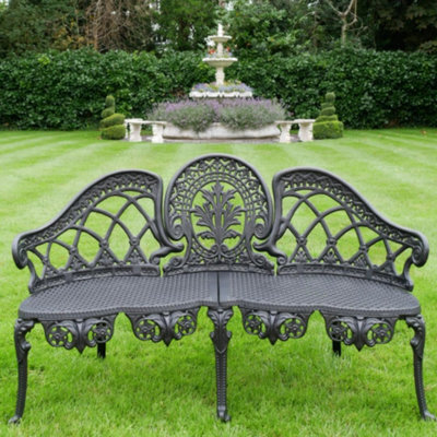 Oakleystone Northern Antique Aluminium Bench With Black Finish Garden Bench 130 Cm - image 1