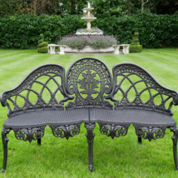 Oakleystone Northern Antique  Aluminium Bench With Black Finish Garden Bench 130 Cm - thumbnail 3