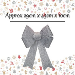 Tinsel Bow Light Up Christmas Decoration X 1 29Cm X 43Cm X 10Cm Silver - thumbnail 2
