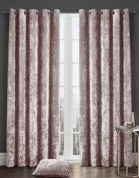 "Kampala Hill Crushed Velvet Light Filtering Curtains Blush Pink 66X90"""