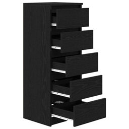 Vidaxl Sideboard With Drawers Black Oak 37.5X35X99 Cm Engineered Wood - thumbnail 5