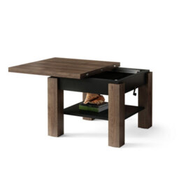 Heze Furniture Clara 2 In 1 Extending Coffee / Dining Table 75-150Cm - Brown Oak / Black - thumbnail 7