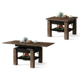 Heze Furniture Clara 2 In 1 Extending Coffee / Dining Table 75-150Cm - Brown Oak / Black - thumbnail 5