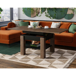 Heze Furniture Clara 2 In 1 Extending Coffee / Dining Table 75-150Cm - Brown Oak / Black - thumbnail 2