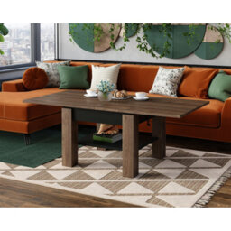 Heze Furniture Clara 2 In 1 Extending Coffee / Dining Table 75-150Cm - Brown Oak / Black - thumbnail 3