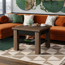 Heze Furniture Clara 2 In 1 Extending Coffee / Dining Table 75-150Cm - Brown Oak / Black - thumbnail 1