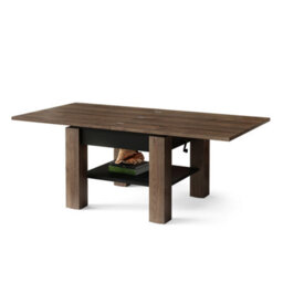 Heze Furniture Clara 2 In 1 Extending Coffee / Dining Table 75-150Cm - Brown Oak / Black - thumbnail 8
