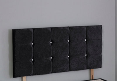 Comfy Deluxe 6Ft Superking 20Inch    Black Crush Velvet  Cube Headboard