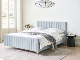 Beliani Bed Velvet Lunan 160 X 200 Cm (Eu King Size) Light Blue - thumbnail 2