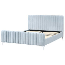 Beliani Bed Velvet Lunan 160 X 200 Cm (Eu King Size) Light Blue - thumbnail 4