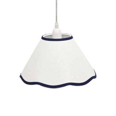 First Choice Lighting Libby - Natural Linen With Navy Blue Trim 27Cm Pendant Or Lamp Shade - image 1