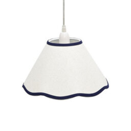 First Choice Lighting Libby - Natural Linen With Navy Blue Trim 27Cm Pendant Or Lamp Shade - thumbnail 1