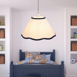 First Choice Lighting Libby - Natural Linen With Navy Blue Trim 27Cm Pendant Or Lamp Shade - thumbnail 3