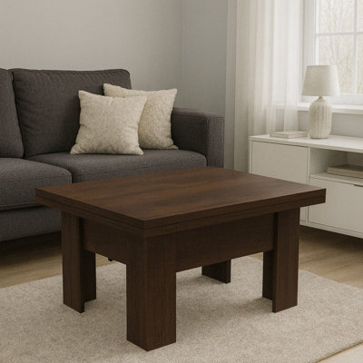 Modern Coffee Table Eryk Extendable 100 To 200 Cm Abs Veneer Warmia Walnut - image 1