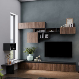 Decorotika Burgos Moduler Modern Tv Unit Wall Mount Customizable Layout Black Alina