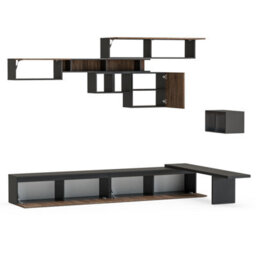 Decorotika Burgos Moduler Modern Tv Unit Wall Mount Customizable Layout Black Alina - thumbnail 5