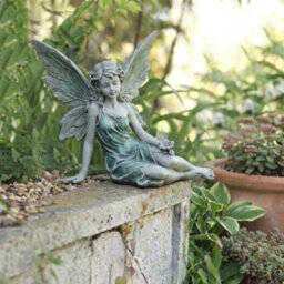 Sitting Fairy Statue Resin Figurine Sculpture Ornament For Home Garden Decor - thumbnail 4