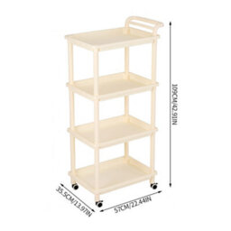 Living And Home Cream-Colored Four-Tier Multi-Functional Plastic Storage Shelf For Home Use, 57Cm (W) X 35.5Cm (D) X 109Cm (H) - thumbnail 8