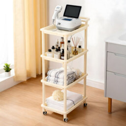 Living And Home Cream-Colored Four-Tier Multi-Functional Plastic Storage Shelf For Home Use, 57Cm (W) X 35.5Cm (D) X 109Cm (H) - thumbnail 3
