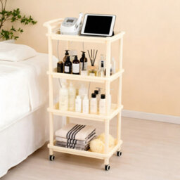 Living And Home Cream-Colored Four-Tier Multi-Functional Plastic Storage Shelf For Home Use, 57Cm (W) X 35.5Cm (D) X 109Cm (H) - thumbnail 2