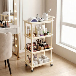 Living And Home Cream-Colored Four-Tier Multi-Functional Plastic Storage Shelf For Home Use, 57Cm (W) X 35.5Cm (D) X 109Cm (H) - thumbnail 1