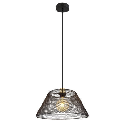 Luminosa Lighting Luminosa Baku Wire Frame Pendant Ceiling Light Matt Black 1X E27 - image 1