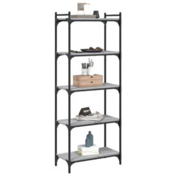 Berkfield Industrial Bookcase 5-Tier Grey Sonoma 60X30X154 Cm Engineered Wood - thumbnail 3