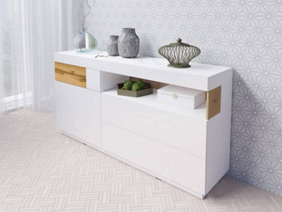 Arte Contemporary Silke 47 Sideboard Cabinet 169Cm - White Gloss & Wotan Oak: Sleek Storage For Modern Living Spaces - image 1