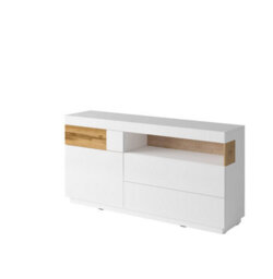 Arte Contemporary Silke 47 Sideboard Cabinet 169Cm - White Gloss & Wotan Oak: Sleek Storage For Modern Living Spaces - thumbnail 2