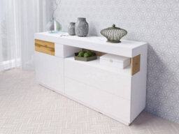 Arte Contemporary Silke 47 Sideboard Cabinet 169Cm - White Gloss & Wotan Oak: Sleek Storage For Modern Living Spaces