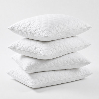 4 Pack Quilted Pillow Protectors 50X75 Cm Soft Microfiber Zipped Hypoallergenic Washable Pillow Covers For Comfort & Hygiene White - image 1