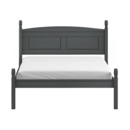 "Bed Frame Double 4'6"" Low End Charcoal Solid Wood Pine Wooden Dark Grey" - thumbnail 6