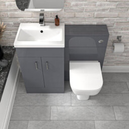 Nes Home 1000mm Grey Freestanding Basin Vanity Unit & Back To Wall Toilet - thumbnail 3