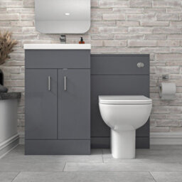 Nes Home 1000mm Grey Freestanding Basin Vanity Unit & Back To Wall Toilet - thumbnail 2