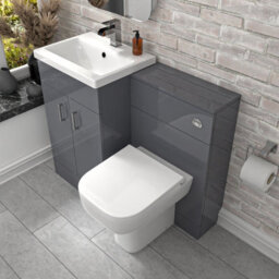 Nes Home 1000mm Grey Freestanding Basin Vanity Unit & Back To Wall Toilet - thumbnail 4