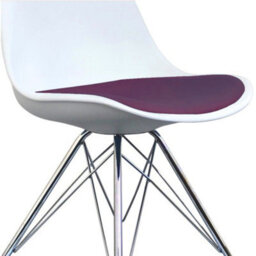 Fusion Living Soho White And Aubergine Plastic Dining Chair With Chrome Metal Legs - thumbnail 3