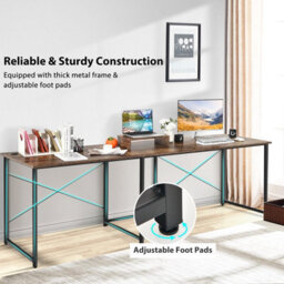 Costway L-Shaped Corner Computer Desk Reversible Study Writing Desk Workstation Home Office Laptop Table Rustic Brown - thumbnail 7