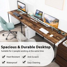 Costway L-Shaped Corner Computer Desk Reversible Study Writing Desk Workstation Home Office Laptop Table Rustic Brown - thumbnail 4