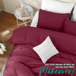 Bedlooms Burgundy Cotton Duvet Cover Set, Breathable & Anti-Allergic Bedding Set, Double 200X200Cm - thumbnail 5