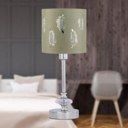 First Choice Lighting Chrome Jewelled Table Lamp With Sage Green Fern Shade - thumbnail 4