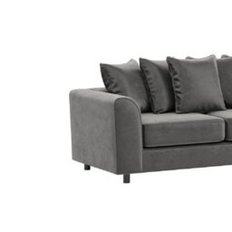 Furnishings For Less UK Brooklyn Plush Velvet Fabric 3 Seater Sofa Foam Grey - thumbnail 2