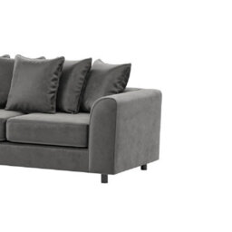 Furnishings For Less UK Brooklyn Plush Velvet Fabric 3 Seater Sofa Foam Grey - thumbnail 3