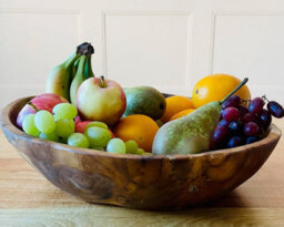 My Square Mile Rustic Wooden Serving Or Display Bowl Carved From Teak Roots (40Cms)
