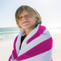 Geezy Microfibre Beach Towels Set Of 2 Blue & Pink Striped Lightweight Absorbent Pools - thumbnail 6