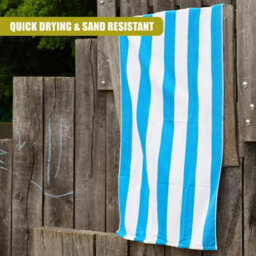 Geezy Microfibre Beach Towels Set Of 2 Blue & Pink Striped Lightweight Absorbent Pools - thumbnail 8