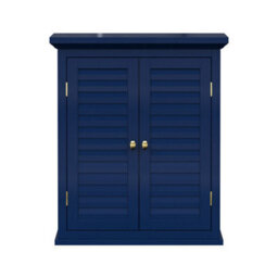Teamson Home Bathroom Wall Cabinet, Wooden Cabinet With 2 Doors, Bathroom Furniture, Bathroom Storage, Navy Blue - thumbnail 2